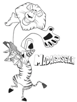 coloriage Madagascar alex et marty font les clowns